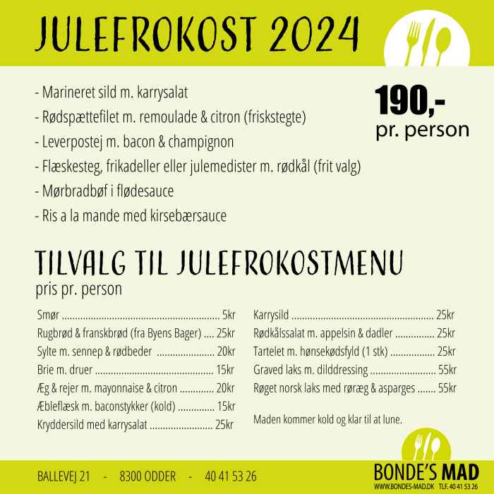 Julefrokost menu 2024